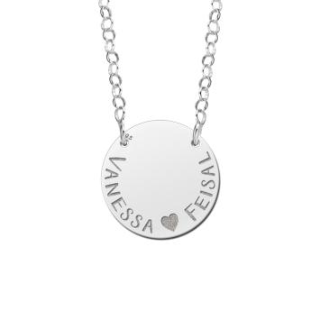 Zilveren minimalistische hanger met 2 namen