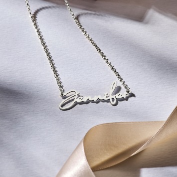 Zilveren naamketting Jennifer