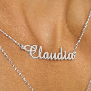 Zilveren naamketting Claudia