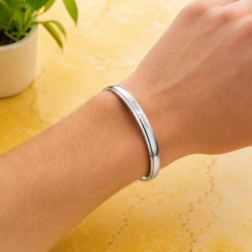 Zilveren scharnier armband 6mm bolle buis
