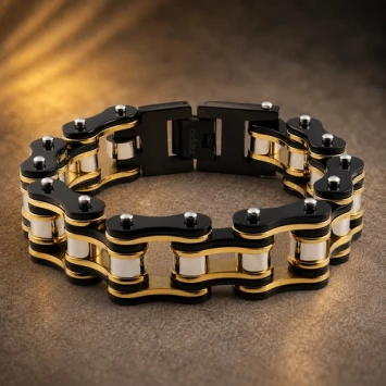 Zippo Bike Chain zwart goud armband met gravure