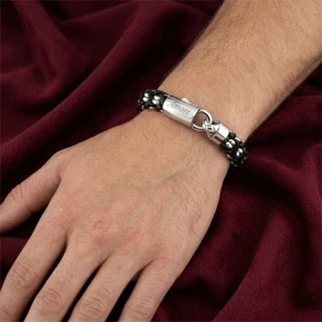 Zippo gevlochten lederen en stalen armband