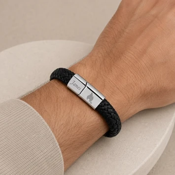 Zippo gevlochten zwart lederen armband