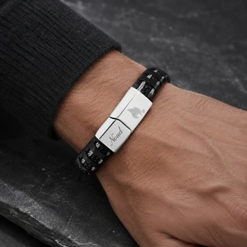 Zippo staal gevlochten lederen armband