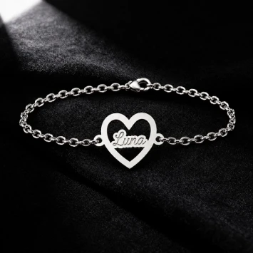 Zilveren armband met hartje en gravure Names4ever