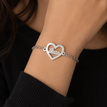 Zilveren armband met hartje en gravure Names4ever