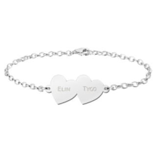 Zilveren armband met twee hartjes