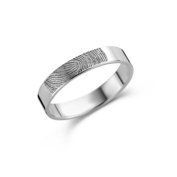 Vlakke vingerafdruk ring zilver 4mm