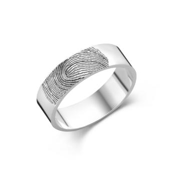 Vlakke vingerafdruk ring zilver 6mm