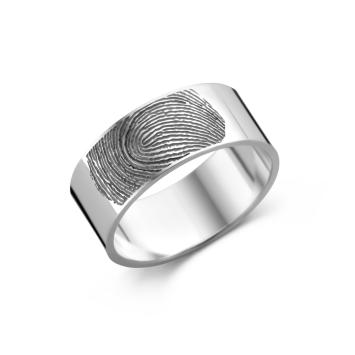 Vlakke vingerafdruk ring zilver 8mm