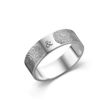 Mr & Mrs ring met vingerafdrukken zilver