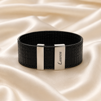 Zwart lederen armband met RVS sluiting